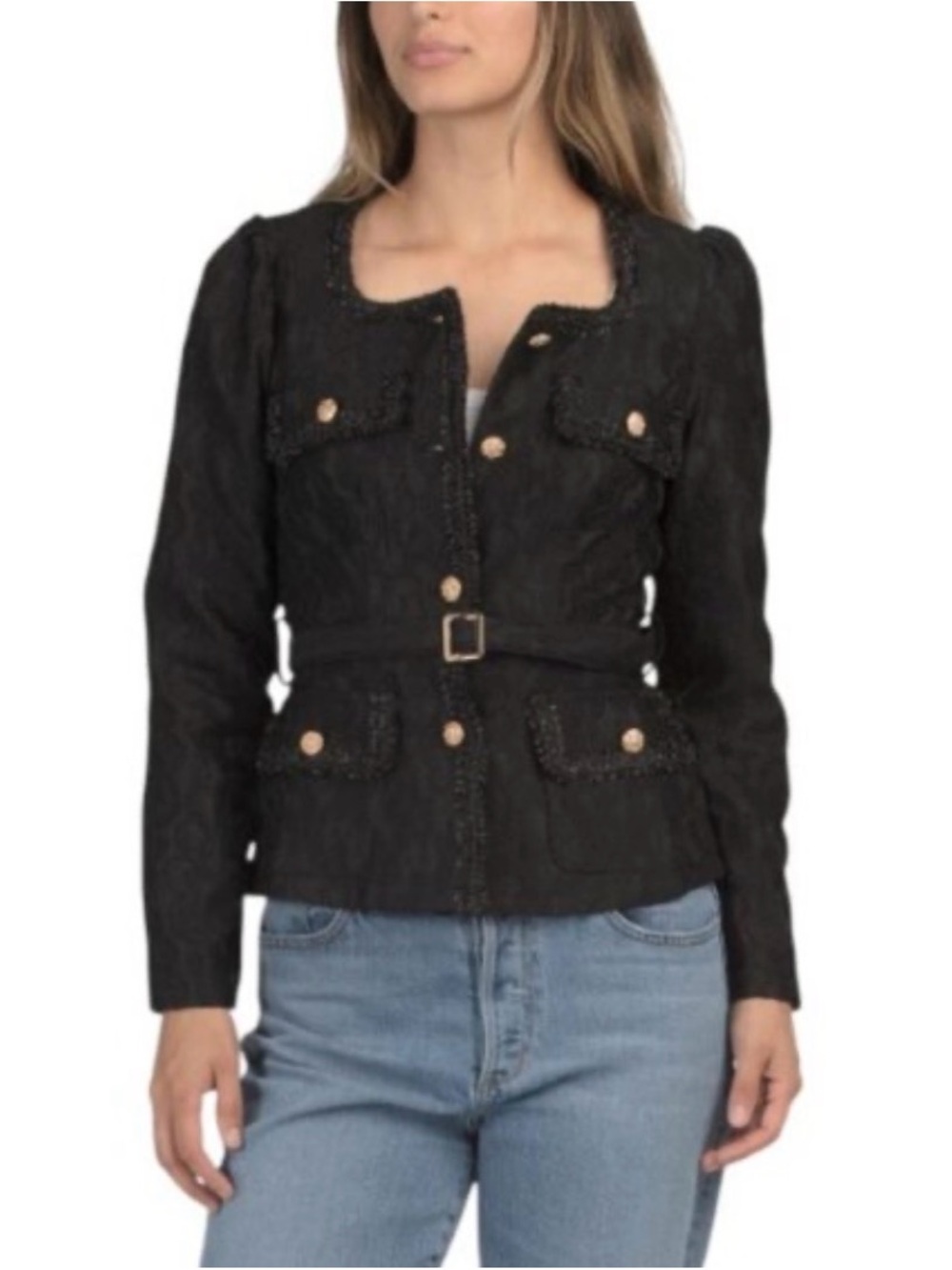 New Dalia McPhee Women's Tailored Black Jacket Blazer with Belt